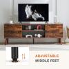 image:imageSweetcrispy TV Stand for 55 60 inch TV Modern Mid Century Entertainment Center with Storage Media Console Table 2 Cabinet Soft Hinge Handle Door Wooden Living Room Office Furniture BlackRustic Brown
