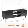 image:imageSweetcrispy TV Stand for 55 60 inch TV Modern Mid Century Entertainment Center with Storage Media Console Table 2 Cabinet Soft Hinge Handle Door Wooden Living Room Office Furniture BlackPure Black
