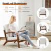 image:imageSweetcrispy Upholstered Lounge Armchair Accent Mid Century Modern Chair with Pillow Linen Fabric Comfy Reading Chair with Wood Frame for Living Room Bedroom Beige