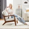 image:imageSweetcrispy Upholstered Lounge Armchair Accent Mid Century Modern Chair with Pillow Linen Fabric Comfy Reading Chair with Wood Frame for Living Room Bedroom Beige
