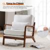 image:imageSweetcrispy Upholstered Lounge Armchair Accent Mid Century Modern Chair with Pillow Linen Fabric Comfy Reading Chair with Wood Frame for Living Room Bedroom Beige
