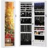 image:imageSweetcrispy Jewelry Cabinet Organizer Wall or Door Mounted 472inch Jewelry Armoire with FullLength Mirror 6 LEDs Lockable Jewelry Storage Large Capacity Storage White