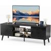 image:imageSweetcrispy TV Stand for 55 60 inch TV Modern Mid Century Entertainment Center with Storage Media Console Table 2 Cabinet Soft Hinge Handle Door Wooden Living Room Office Furniture BlackModern Black