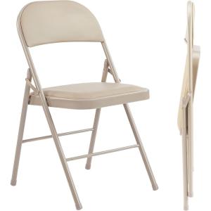 image:imageSweetcrispy Folding Chair 12 Pack Leather Padded Folding Chairs Sturdy Metal Foldable Chairs Easy to Use and Store Outdoor and Indoor for Home Office Party ComfyKahki