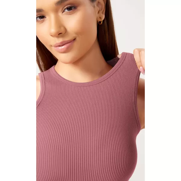 ODODOS 3Pack Seamless Crop Tank for Women Ribbed Soft High Neck Cropped TopsWatermelonemeraldmint