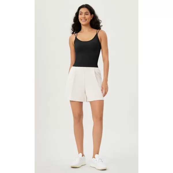 ODODOS Womens Crop Seamless Double Straps Cropped Tank Tops V Back Ribbed CamisoleBlack