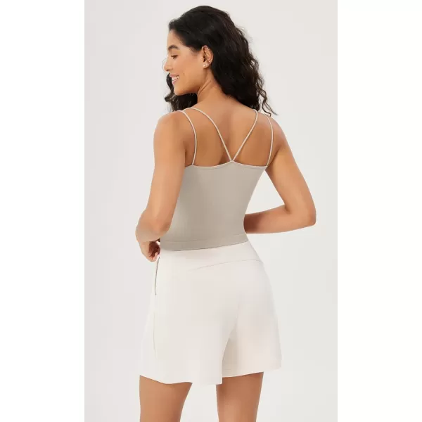 ODODOS Womens Crop Seamless Double Straps Cropped Tank Tops V Back Ribbed CamisoleMushroomtaupecharcoal