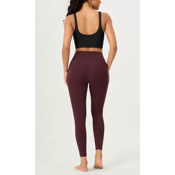 ODODOS 2 Pack Buttery Soft Cross Waist Leggings for Women ODCLOUD 25quot  28quot Crossover Lounge Yoga PantsBlackburgundy