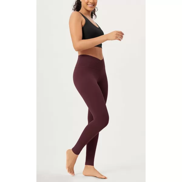 ODODOS 2 Pack Buttery Soft Cross Waist Leggings for Women ODCLOUD 25quot  28quot Crossover Lounge Yoga PantsBlackburgundy