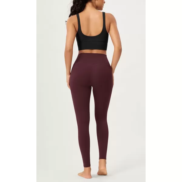 ODODOS 2 Pack Buttery Soft Cross Waist Leggings for Women ODCLOUD 25quot  28quot Crossover Lounge Yoga PantsBlackburgundy