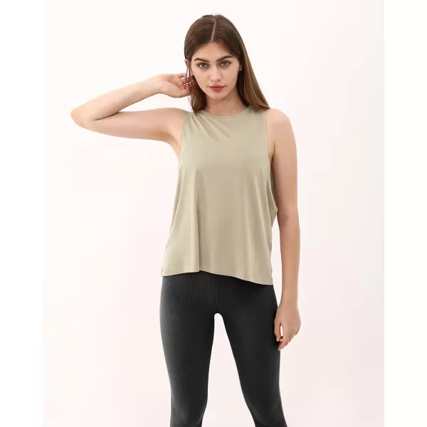 ODODOS 3Pack Loose Tank Tops for Women Sleeveless Gym Athletic Workout Tops Yoga ShirtsAbalonedusty Rosesage Green Long