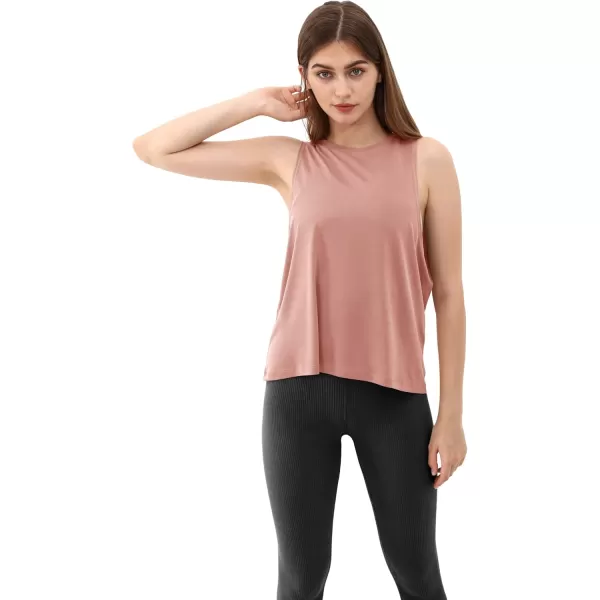 ODODOS 3Pack Loose Tank Tops for Women Sleeveless Gym Athletic Workout Tops Yoga ShirtsCrepe Pink Long1 Pack
