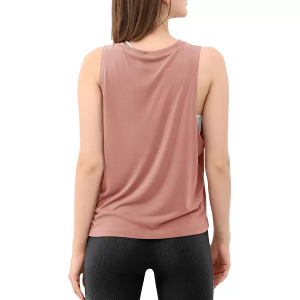 ODODOS 3Pack Loose Tank Tops for Women Sleeveless Gym Athletic Workout Tops Yoga ShirtsCrepe Pink Long1 Pack
