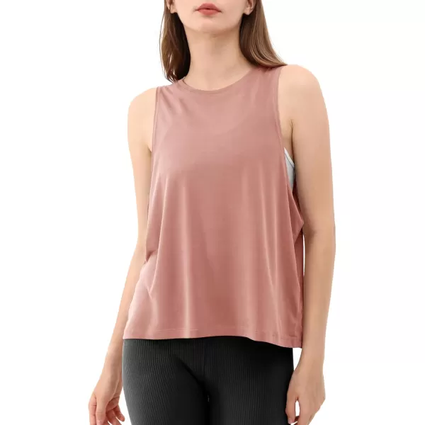 ODODOS 3Pack Loose Tank Tops for Women Sleeveless Gym Athletic Workout Tops Yoga ShirtsCrepe Pink Long1 Pack