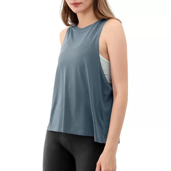 ODODOS 3Pack Loose Tank Tops for Women Sleeveless Gym Athletic Workout Tops Yoga ShirtsCrepe Pinkdark Bluedark Grey Long