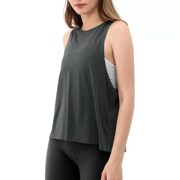 ODODOS 3Pack Loose Tank Tops for Women Sleeveless Gym Athletic Workout Tops Yoga ShirtsDark Grey Long1 Pack