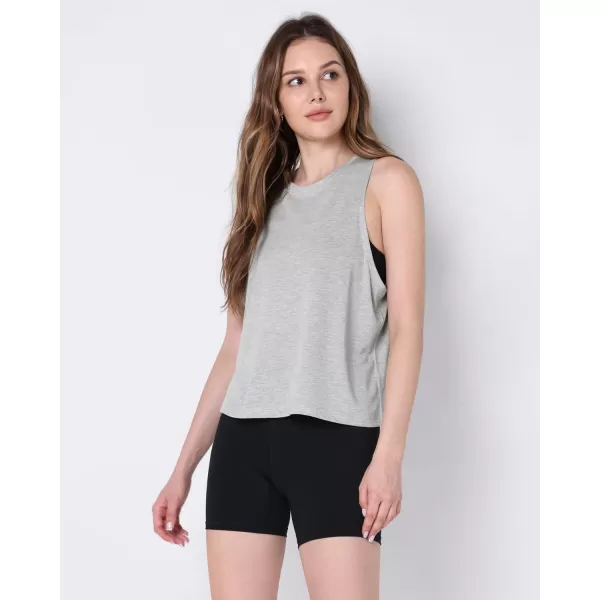 ODODOS 3Pack Loose Tank Tops for Women Sleeveless Gym Athletic Workout Tops Yoga ShirtsHeather Grey Long1 Pack