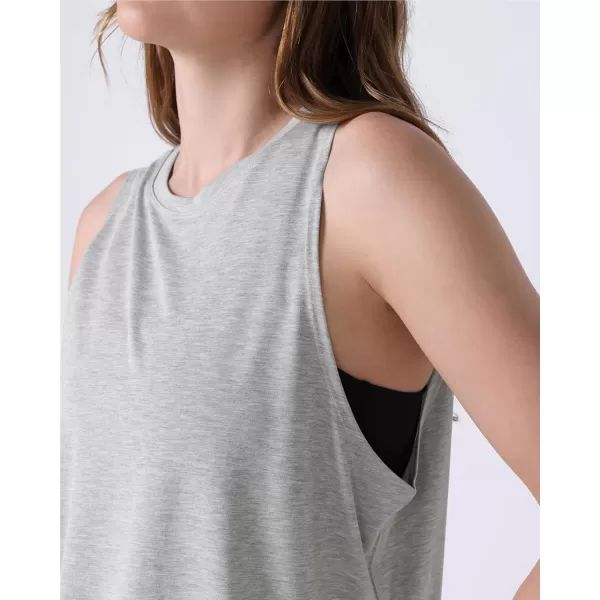 ODODOS 3Pack Loose Tank Tops for Women Sleeveless Gym Athletic Workout Tops Yoga ShirtsHeather Grey Long1 Pack