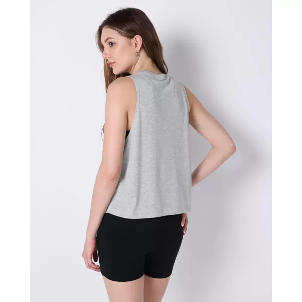 ODODOS 3Pack Loose Tank Tops for Women Sleeveless Gym Athletic Workout Tops Yoga ShirtsHeather Grey Long1 Pack