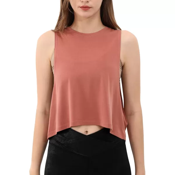 ODODOS 3Pack Loose Tank Tops for Women Sleeveless Gym Athletic Workout Tops Yoga ShirtsIndian Red Crop1 Pack