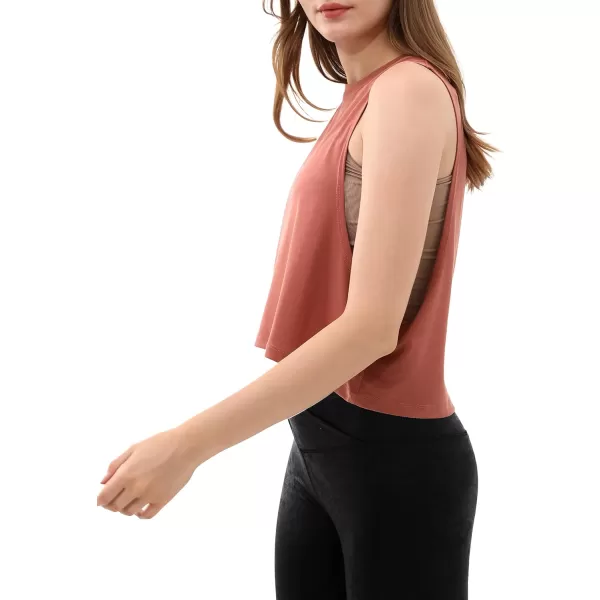 ODODOS 3Pack Loose Tank Tops for Women Sleeveless Gym Athletic Workout Tops Yoga ShirtsIndian Red Crop1 Pack