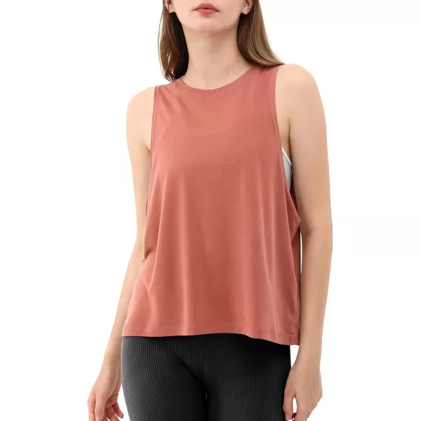 ODODOS 3Pack Loose Tank Tops for Women Sleeveless Gym Athletic Workout Tops Yoga ShirtsIndian Red Long1 Pack