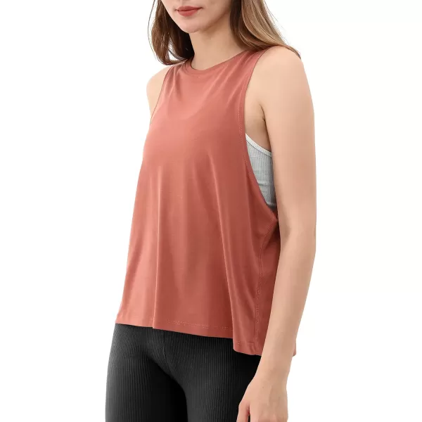ODODOS 3Pack Loose Tank Tops for Women Sleeveless Gym Athletic Workout Tops Yoga ShirtsIndian Red Long1 Pack