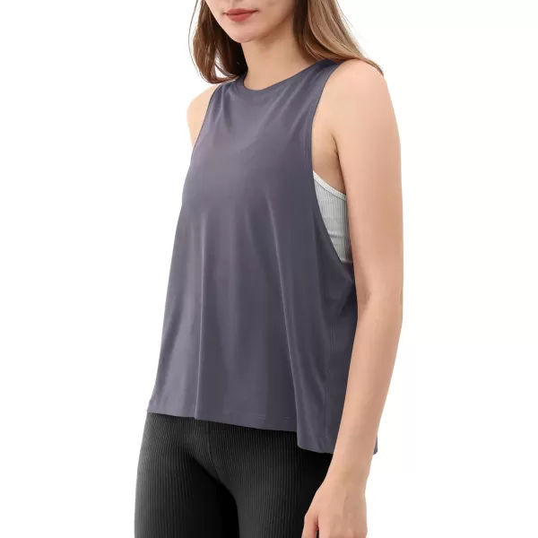 ODODOS 3Pack Loose Tank Tops for Women Sleeveless Gym Athletic Workout Tops Yoga ShirtsIovrynavy Bluecocoa Brown Long