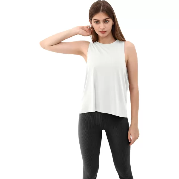 ODODOS 3Pack Loose Tank Tops for Women Sleeveless Gym Athletic Workout Tops Yoga ShirtsWhite Long1 Pack