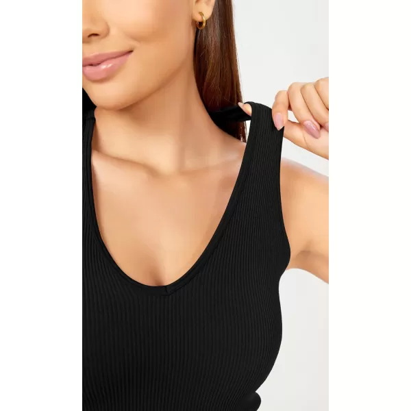 ODODOS 3Pack Seamless Racerback Crop Tank for Women Ribbed Knit Soft Crop TopsBlacknavyblue