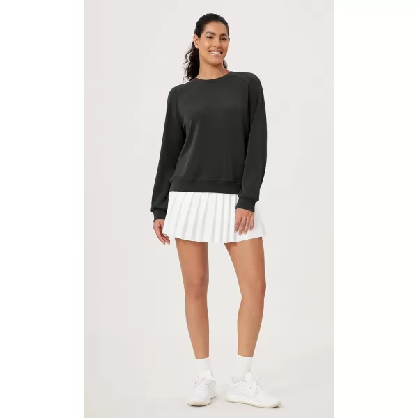 ODODOS Modal Soft Raglan Long Sleeves Sweatshirts for Women Oversized Crew Neck Pullover TopsBlack