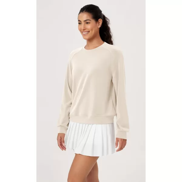 ODODOS Modal Soft Raglan Long Sleeves Sweatshirts for Women Oversized Crew Neck Pullover TopsIvory