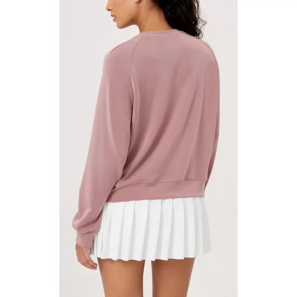 ODODOS Modal Soft Raglan Long Sleeves Sweatshirts for Women Oversized Crew Neck Pullover TopsLight Pink