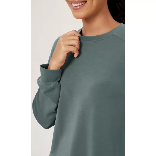 ODODOS Modal Soft Raglan Long Sleeves Sweatshirts for Women Oversized Crew Neck Pullover TopsSlate Green