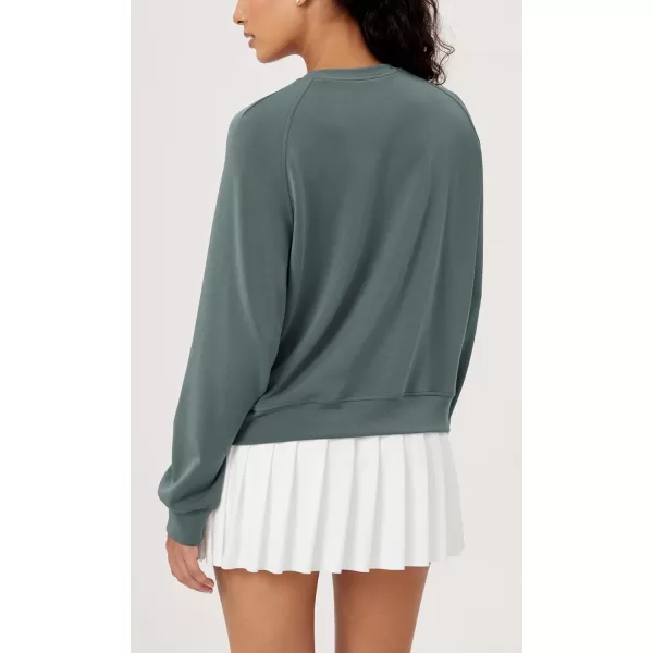 ODODOS Modal Soft Raglan Long Sleeves Sweatshirts for Women Oversized Crew Neck Pullover TopsSlate Green