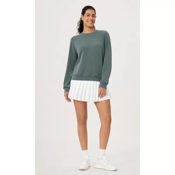 ODODOS Modal Soft Raglan Long Sleeves Sweatshirts for Women Oversized Crew Neck Pullover TopsSlate Green