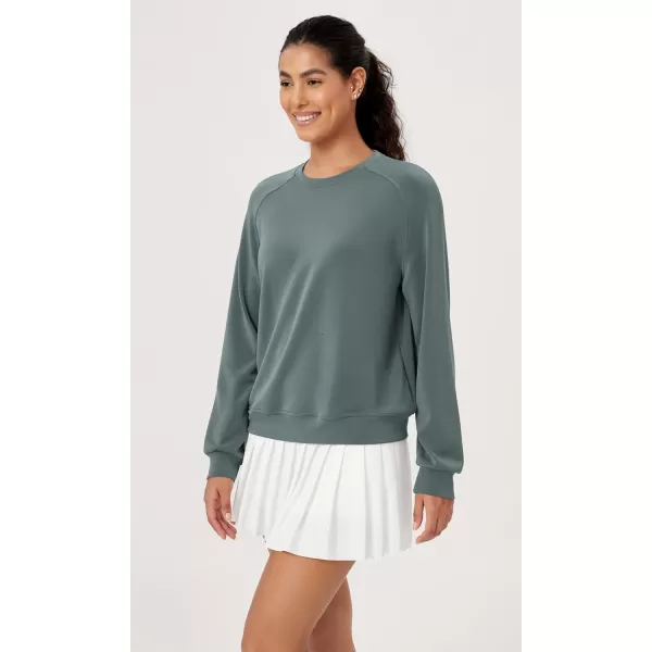 ODODOS Modal Soft Raglan Long Sleeves Sweatshirts for Women Oversized Crew Neck Pullover TopsSlate Green