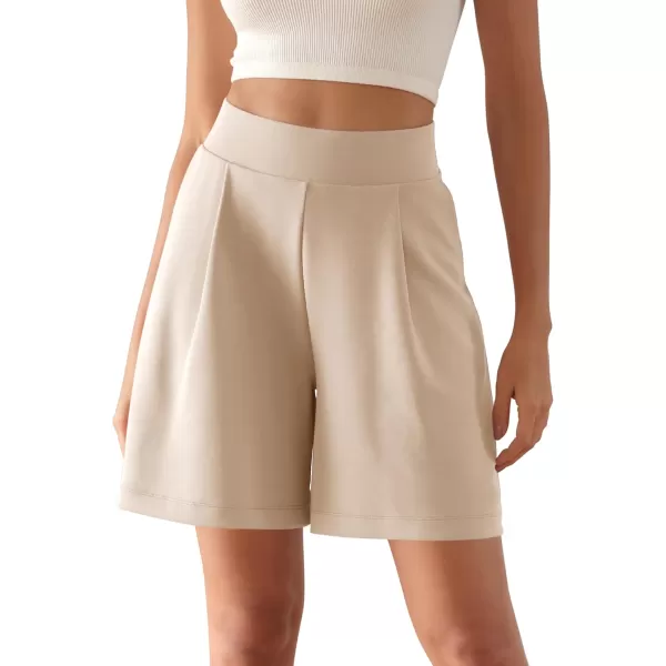 ODODOS Modal Soft Wide Leg Shorts for Women High Waist Casual Relaxed Shorts with PocketsInseam 4quot 6quotBeige