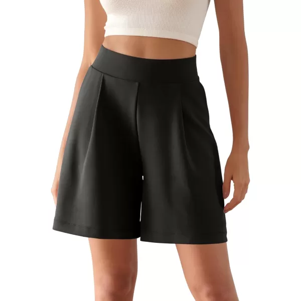 ODODOS Modal Soft Wide Leg Shorts for Women High Waist Casual Relaxed Shorts with PocketsInseam 4quot 6quotBlack