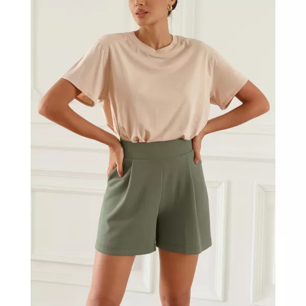 ODODOS Modal Soft Wide Leg Shorts for Women High Waist Casual Relaxed Shorts with PocketsInseam 4quot 6quotDark Sage