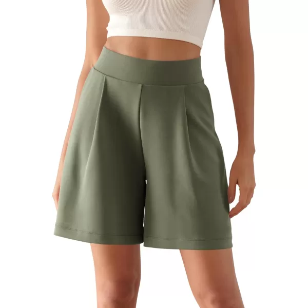 ODODOS Modal Soft Wide Leg Shorts for Women High Waist Casual Relaxed Shorts with PocketsInseam 4quot 6quotDark Sage