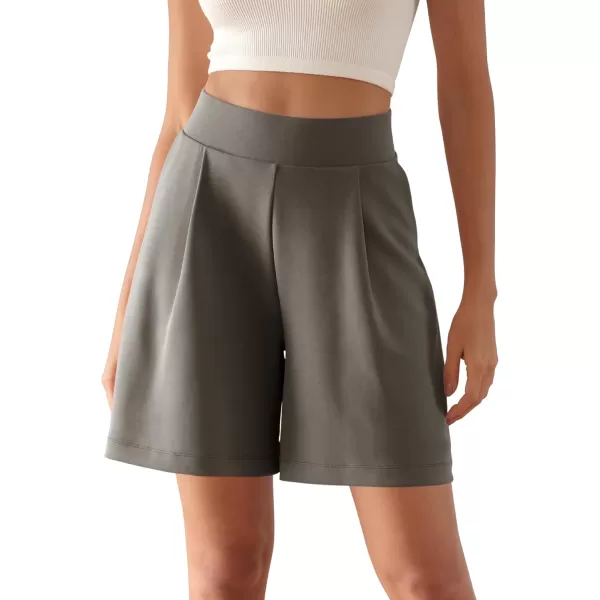 ODODOS Modal Soft Wide Leg Shorts for Women High Waist Casual Relaxed Shorts with PocketsInseam 4quot 6quotDeep Grey