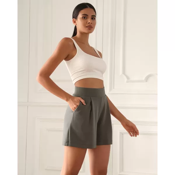 ODODOS Modal Soft Wide Leg Shorts for Women High Waist Casual Relaxed Shorts with PocketsInseam 4quot 6quotDeep Grey