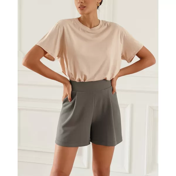 ODODOS Modal Soft Wide Leg Shorts for Women High Waist Casual Relaxed Shorts with PocketsInseam 4quot 6quotDeep Grey