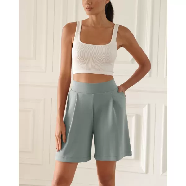 ODODOS Modal Soft Wide Leg Shorts for Women High Waist Casual Relaxed Shorts with PocketsInseam 4quot 6quotGrey Blue