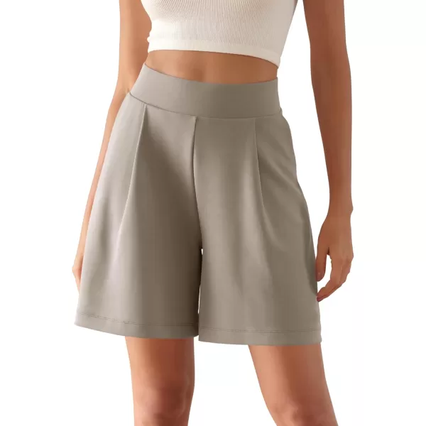 ODODOS Modal Soft Wide Leg Shorts for Women High Waist Casual Relaxed Shorts with PocketsInseam 4quot 6quotKhaki