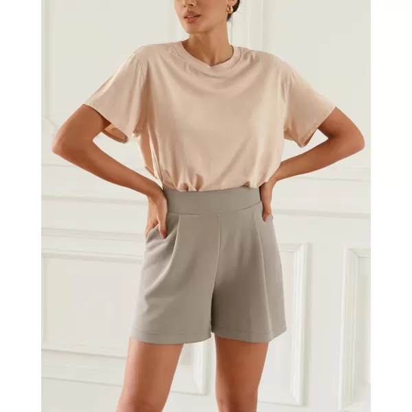 ODODOS Modal Soft Wide Leg Shorts for Women High Waist Casual Relaxed Shorts with PocketsInseam 4quot 6quotKhaki