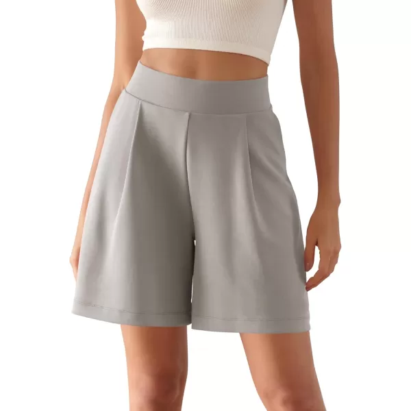 ODODOS Modal Soft Wide Leg Shorts for Women High Waist Casual Relaxed Shorts with PocketsInseam 4quot 6quotLight Gray