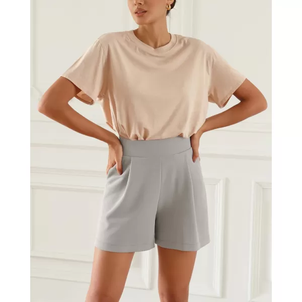 ODODOS Modal Soft Wide Leg Shorts for Women High Waist Casual Relaxed Shorts with PocketsInseam 4quot 6quotLight Gray