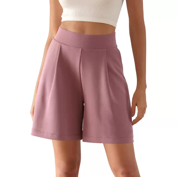 ODODOS Modal Soft Wide Leg Shorts for Women High Waist Casual Relaxed Shorts with PocketsInseam 4quot 6quotMauve Pink